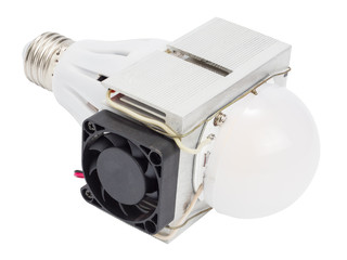 Diy led lamp with huge heatsink and active cooling fan on it. Ugly and messy fast handmade...