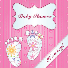 Background with feet baby shower girl gradient