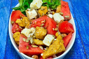 Salad with chicken breast.