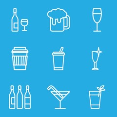 Set of 9 alcohol outline icons