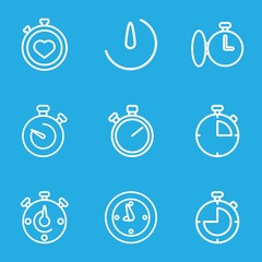 Set of 9 stopwatch outline icons