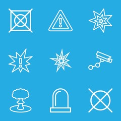 Set of 9 caution outline icons