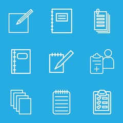 Set of 9 notepad outline icons