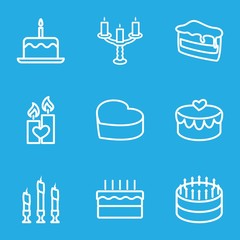 Set of 9 candle outline icons