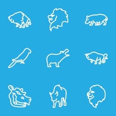 Set of 9 zoo outline icons