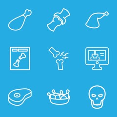 Set of 9 bone outline icons
