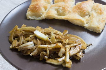 Fresh fennel salad with balsamic vinegar and ligurian focaccia