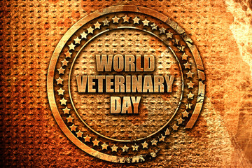world veterinary day, 3D rendering, metal text