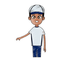 young handsome man with baseball hat icon image vector illustration design 