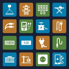 Set of 16 cable filled icons