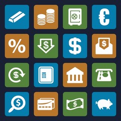 Set of 16 banking filled icons