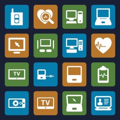 Set of 16 monitor filled icons
