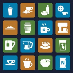 Set of 16 coffee filled icons