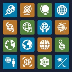 Set of 16 planet filled icons