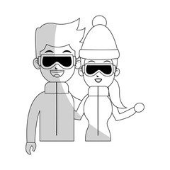 man and woman in winter clothing icon image vector illustration design 