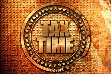 tax time, 3D rendering, metal text