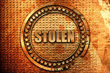 stolen, 3D rendering, metal text