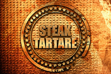 steak tartare, 3D rendering, metal text