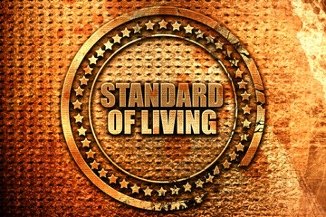 standard of living, 3D rendering, metal text