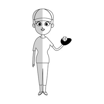 woman baseball player icon image vector illustration design 