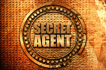 secret agent, 3D rendering, metal text