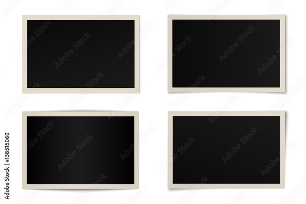 Poster vector set of curved photo frames with various shadows. mock up of frames