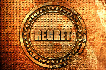 regret, 3D rendering, metal text