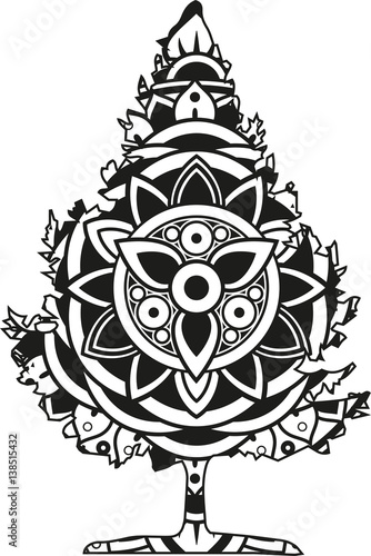 Download "Vector illustration of a mandala tree silhouette ...