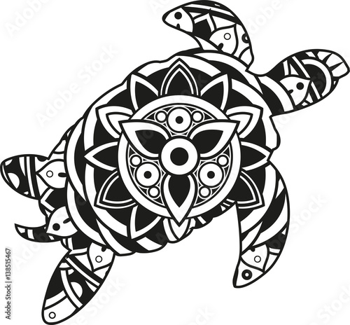 Download "Vector illustration of a mandala sea turtle silhouette ...
