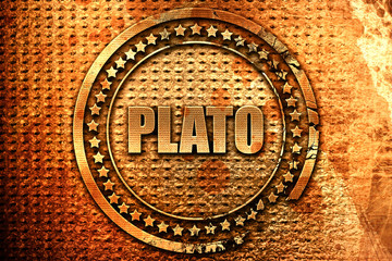 plato, 3D rendering, metal text