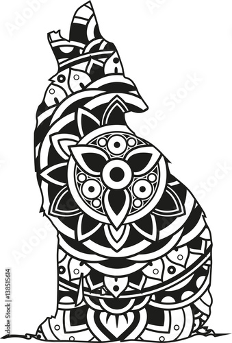 Download "Vector illustration of a mandala wolf silhouette" Stock ...