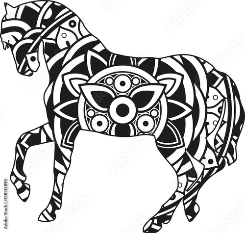 Download "Vector illustration of a mandala horse silhouette" Stock ...
