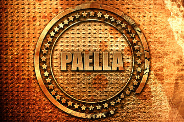 paella, 3D rendering, metal text