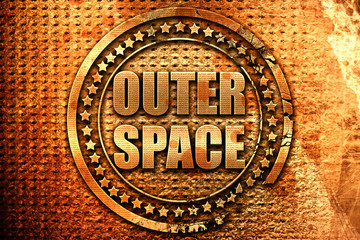 outer space, 3D rendering, metal text