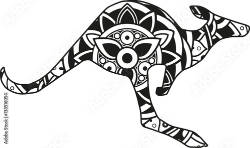 "Vector illustration of a mandala kangaroo silhouette ...