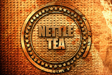 nettle tea, 3D rendering, metal text