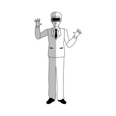 man with virtual reality headset over white background. vector illustration