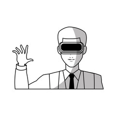 man with virtual reality headset over white background. vector illustration