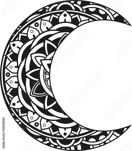 Download "Vector illustration of a mandala moon silhouette" Stock ...