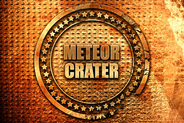 meteor crater, 3D rendering, metal text