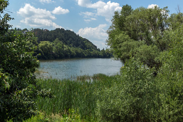 Fototapeta premium Amazing Summer Landscape of Pancharevo lake, Sofia city Region, Bulgaria