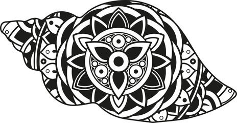 Vector illustration of a mandala sea shell silhouette