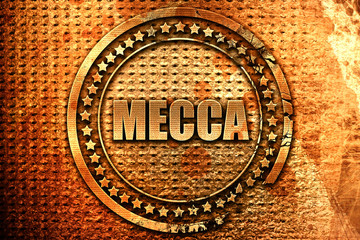 mecca, 3D rendering, metal text