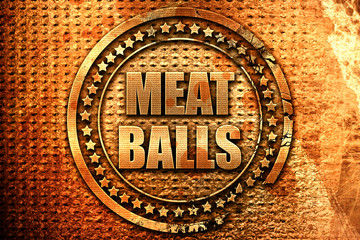 meatballs, 3D rendering, metal text
