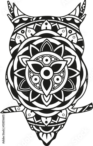 Download "Vector illustration of a mandala owl silhouette" Stock ...