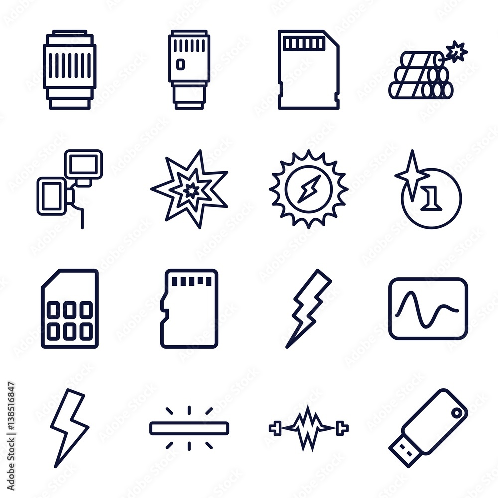 Canvas Prints Set of 16 flash outline icons