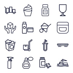 Set of 16 container outline icons