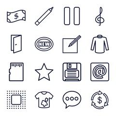 Set of 16 web outline icons