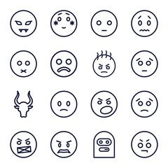 Set of 16 angry outline icons
