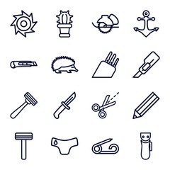 Fototapeta premium Set of 16 sharp outline icons